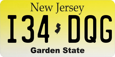 NJ license plate I34DQG