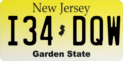 NJ license plate I34DQW