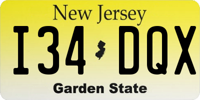 NJ license plate I34DQX