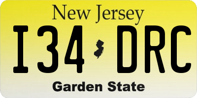 NJ license plate I34DRC