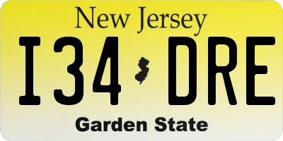 NJ license plate I34DRE