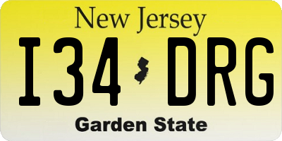 NJ license plate I34DRG