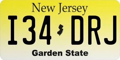 NJ license plate I34DRJ