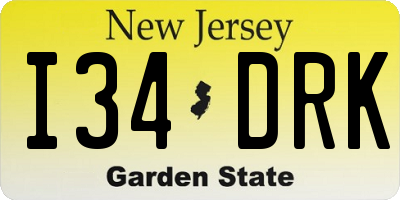 NJ license plate I34DRK