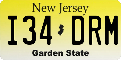 NJ license plate I34DRM