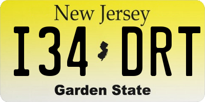 NJ license plate I34DRT