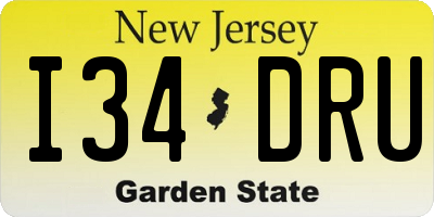 NJ license plate I34DRU