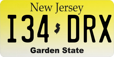 NJ license plate I34DRX