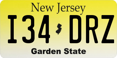 NJ license plate I34DRZ