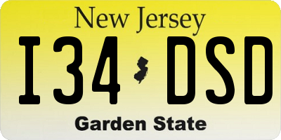 NJ license plate I34DSD