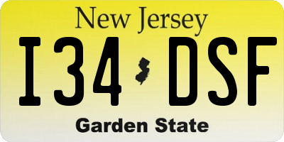 NJ license plate I34DSF