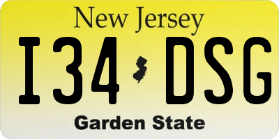 NJ license plate I34DSG