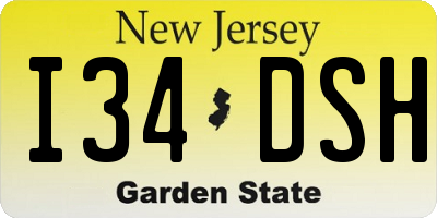 NJ license plate I34DSH