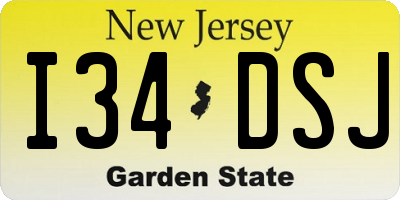 NJ license plate I34DSJ