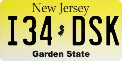 NJ license plate I34DSK