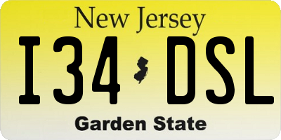NJ license plate I34DSL