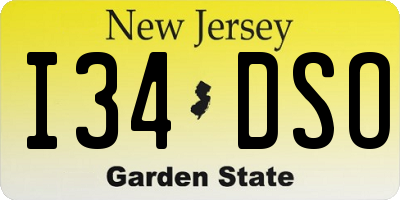 NJ license plate I34DSO