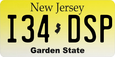 NJ license plate I34DSP