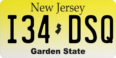 NJ license plate I34DSQ