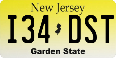 NJ license plate I34DST