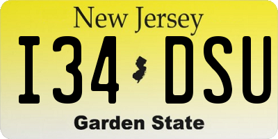 NJ license plate I34DSU