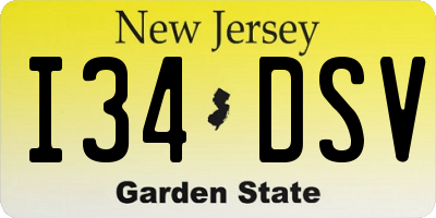 NJ license plate I34DSV