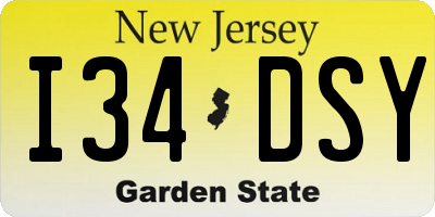 NJ license plate I34DSY