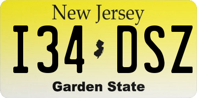 NJ license plate I34DSZ