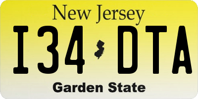 NJ license plate I34DTA