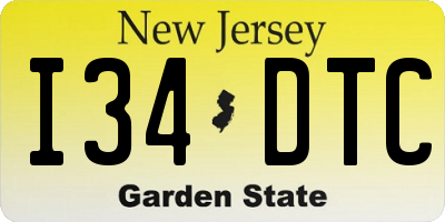 NJ license plate I34DTC
