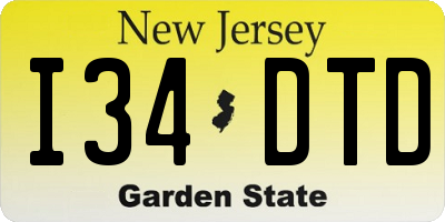NJ license plate I34DTD