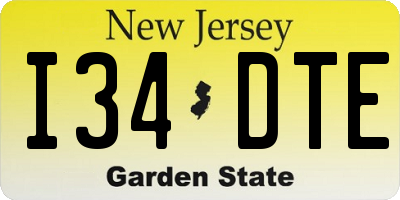 NJ license plate I34DTE