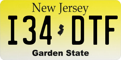 NJ license plate I34DTF