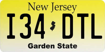 NJ license plate I34DTL