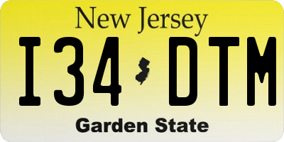 NJ license plate I34DTM