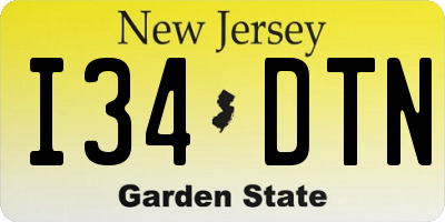 NJ license plate I34DTN