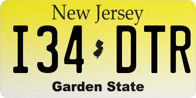 NJ license plate I34DTR