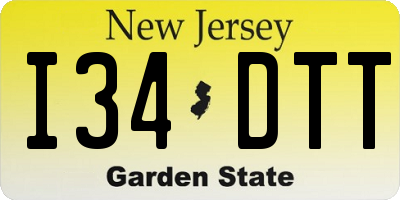 NJ license plate I34DTT