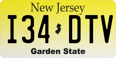 NJ license plate I34DTV