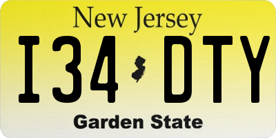 NJ license plate I34DTY