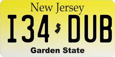 NJ license plate I34DUB