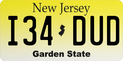 NJ license plate I34DUD