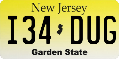 NJ license plate I34DUG