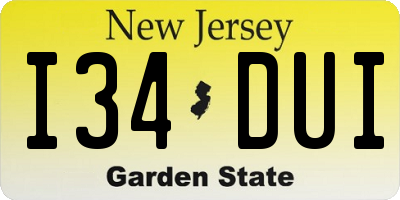 NJ license plate I34DUI