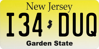 NJ license plate I34DUQ