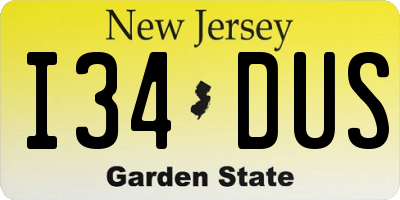 NJ license plate I34DUS