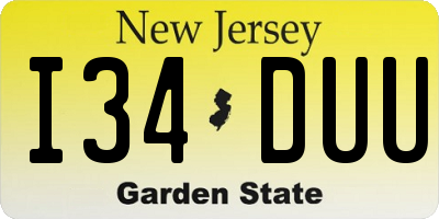 NJ license plate I34DUU