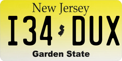 NJ license plate I34DUX
