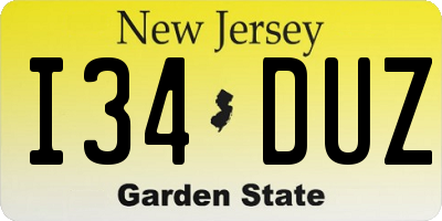NJ license plate I34DUZ