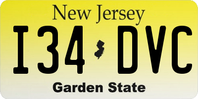 NJ license plate I34DVC